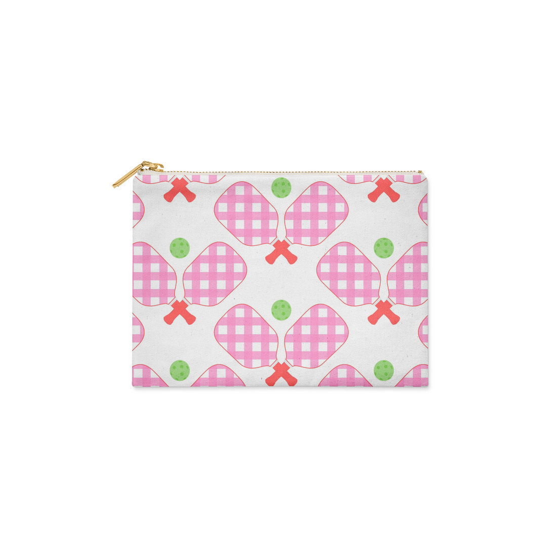 Single Initial - Small Flat Zip Pouch Pickleball Pink - New!