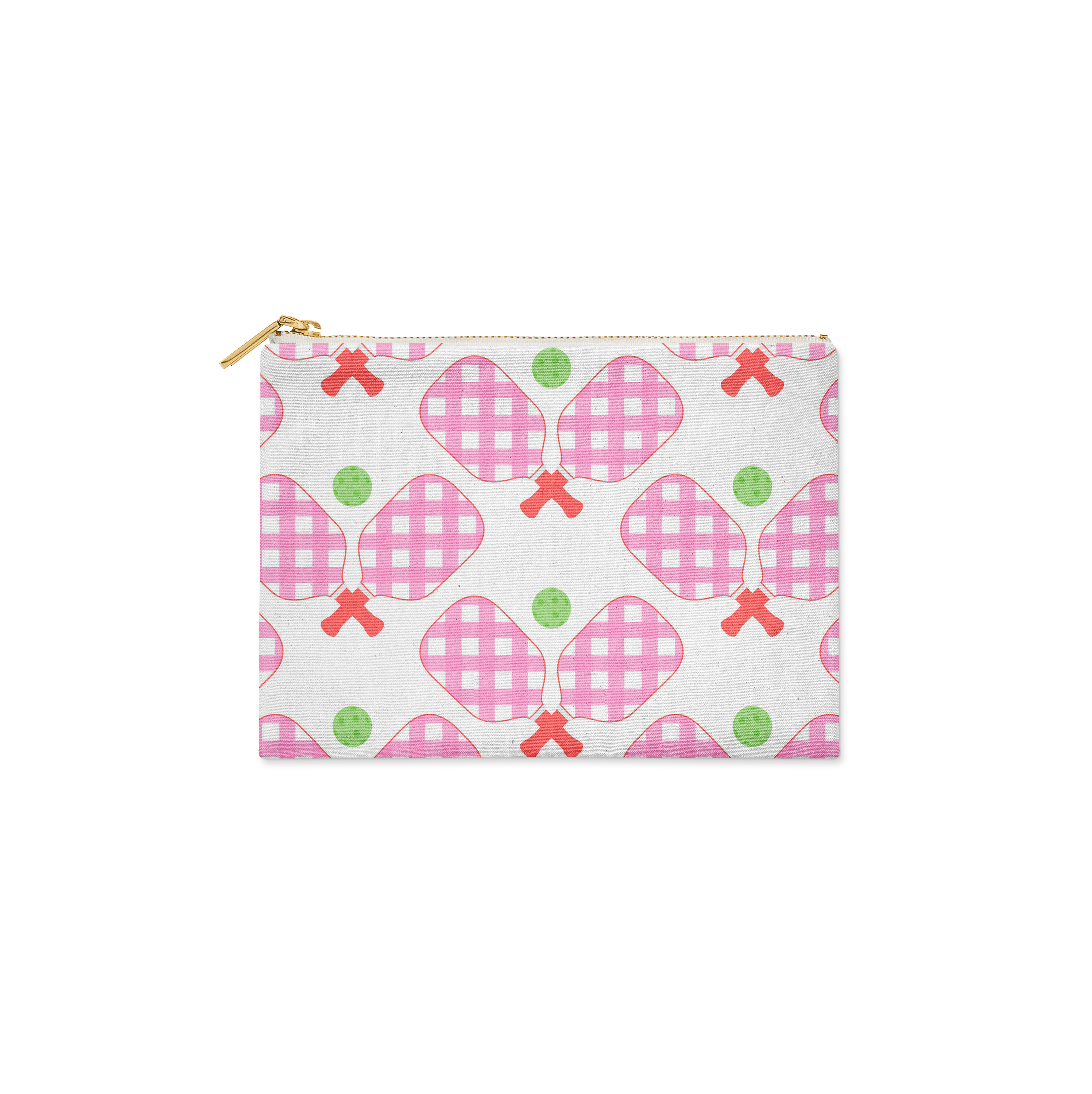 Single Initial - Large Flat Zip Pouch Pickleball Pink - New!