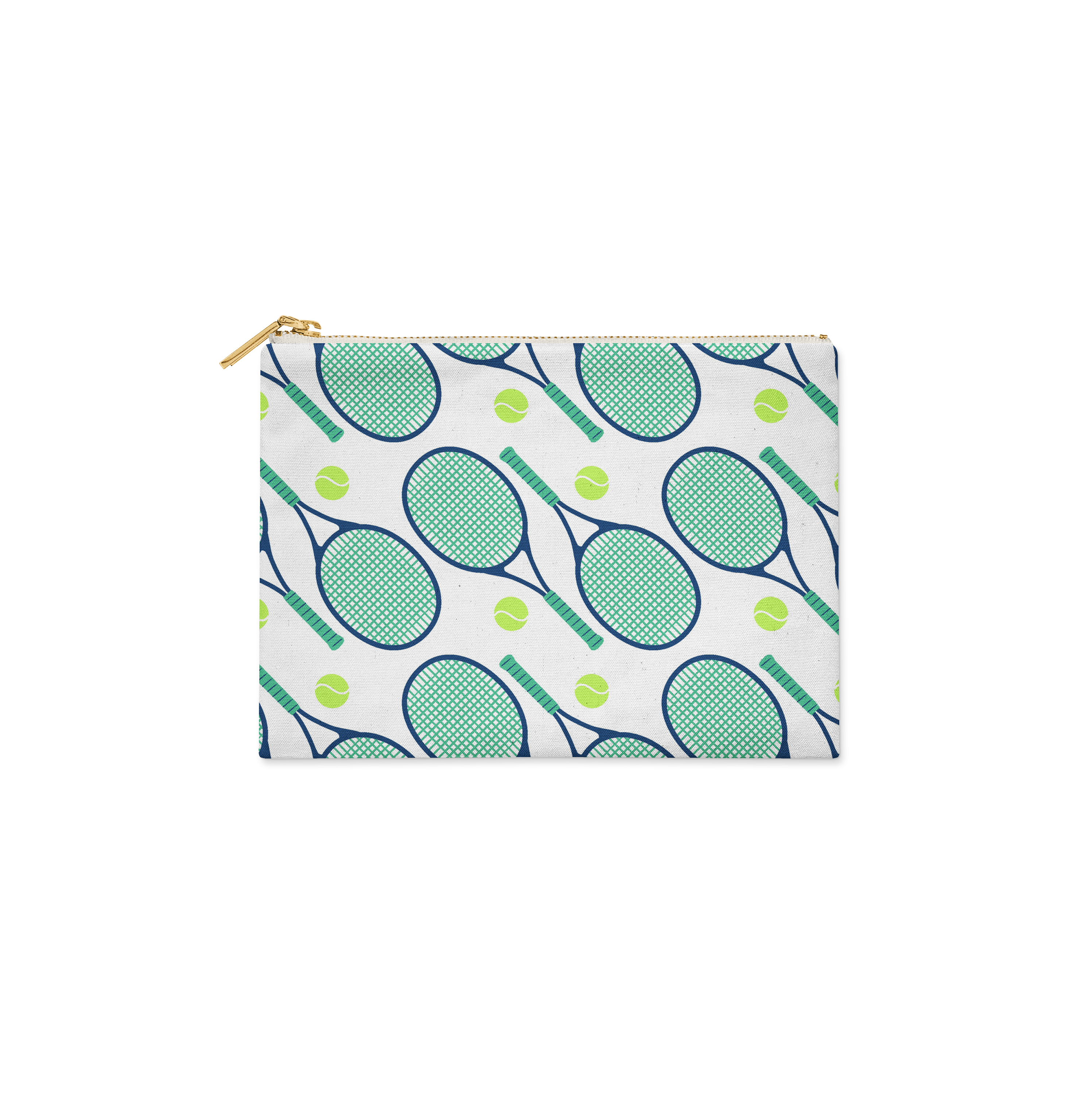 Single Initial - Small Flat Zip Pouch Tennis Green - New!