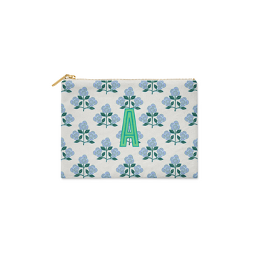 Single Initial - Large Flat Zip Pouch Betsy Blue - New!
