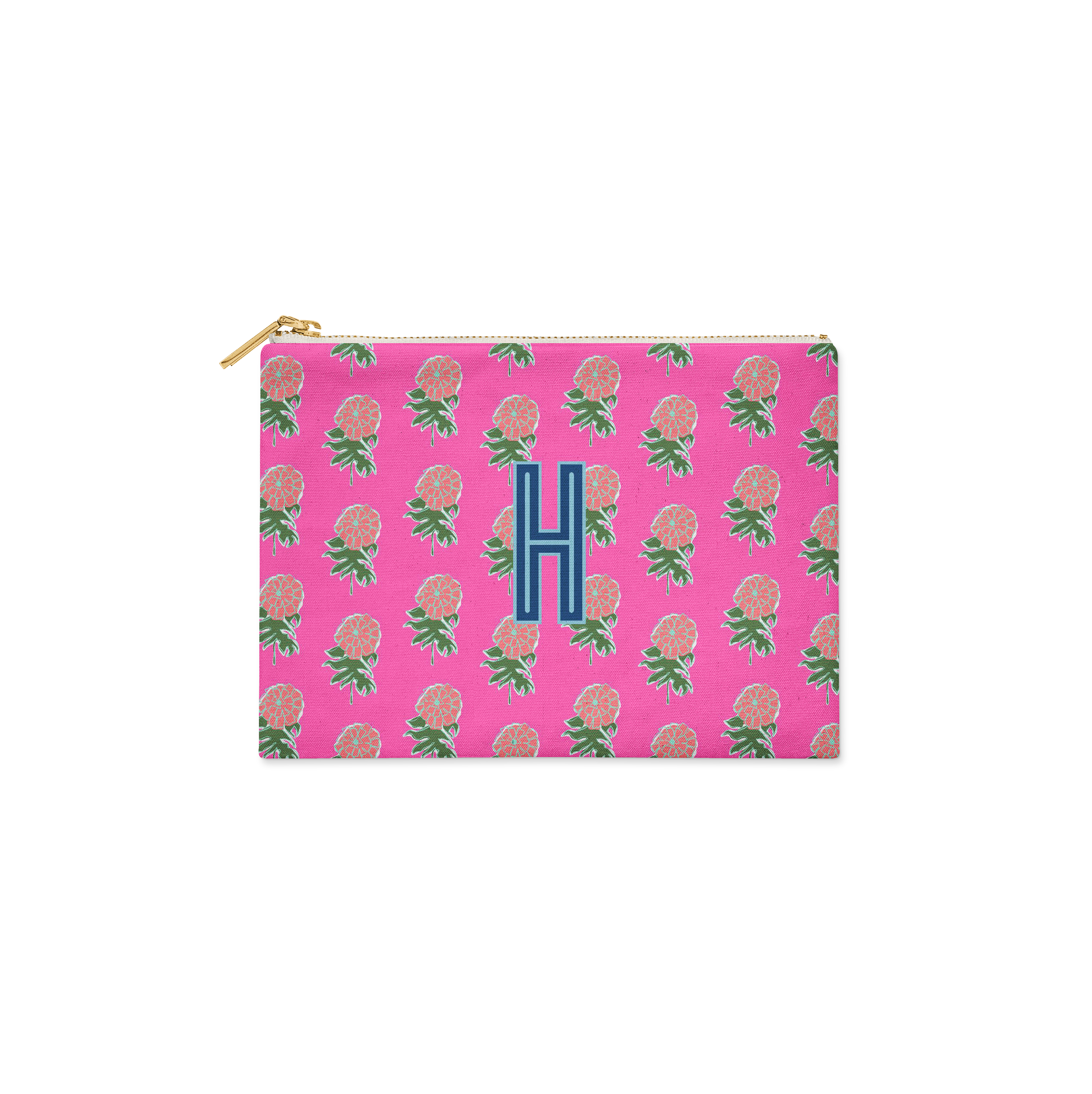 Single Initial - Small Flat Zip Pouch Kyra Pink - New!