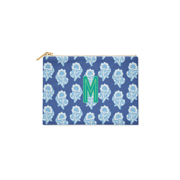 Single Initial - Small Flat Zip Pouch Maya Navy - New!
