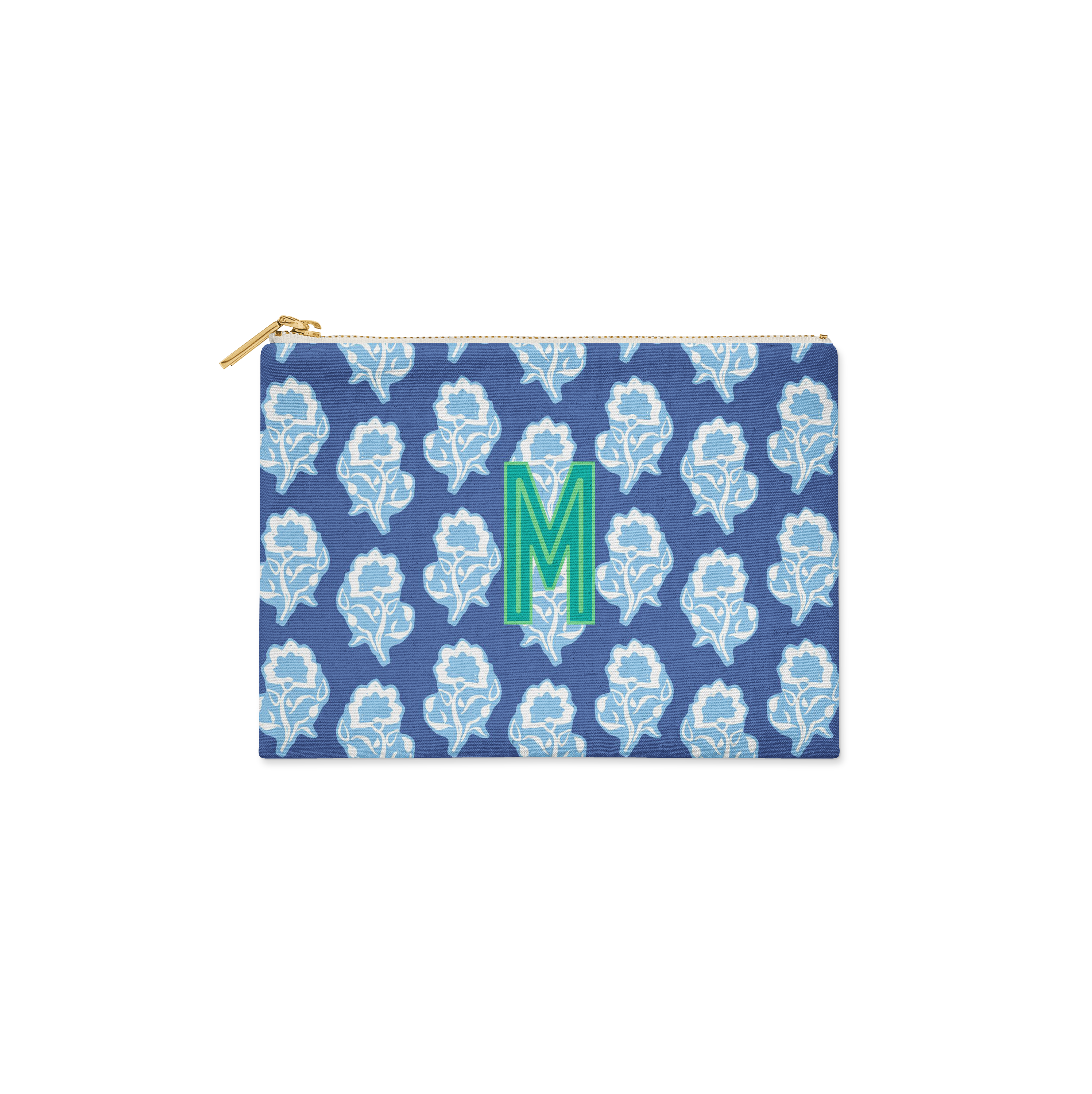 Single Initial - Large Flat Zip Pouch Maya Navy - New!