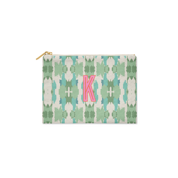 Single Initial - Small Flat Zip Pouch Mitzy Green - New!