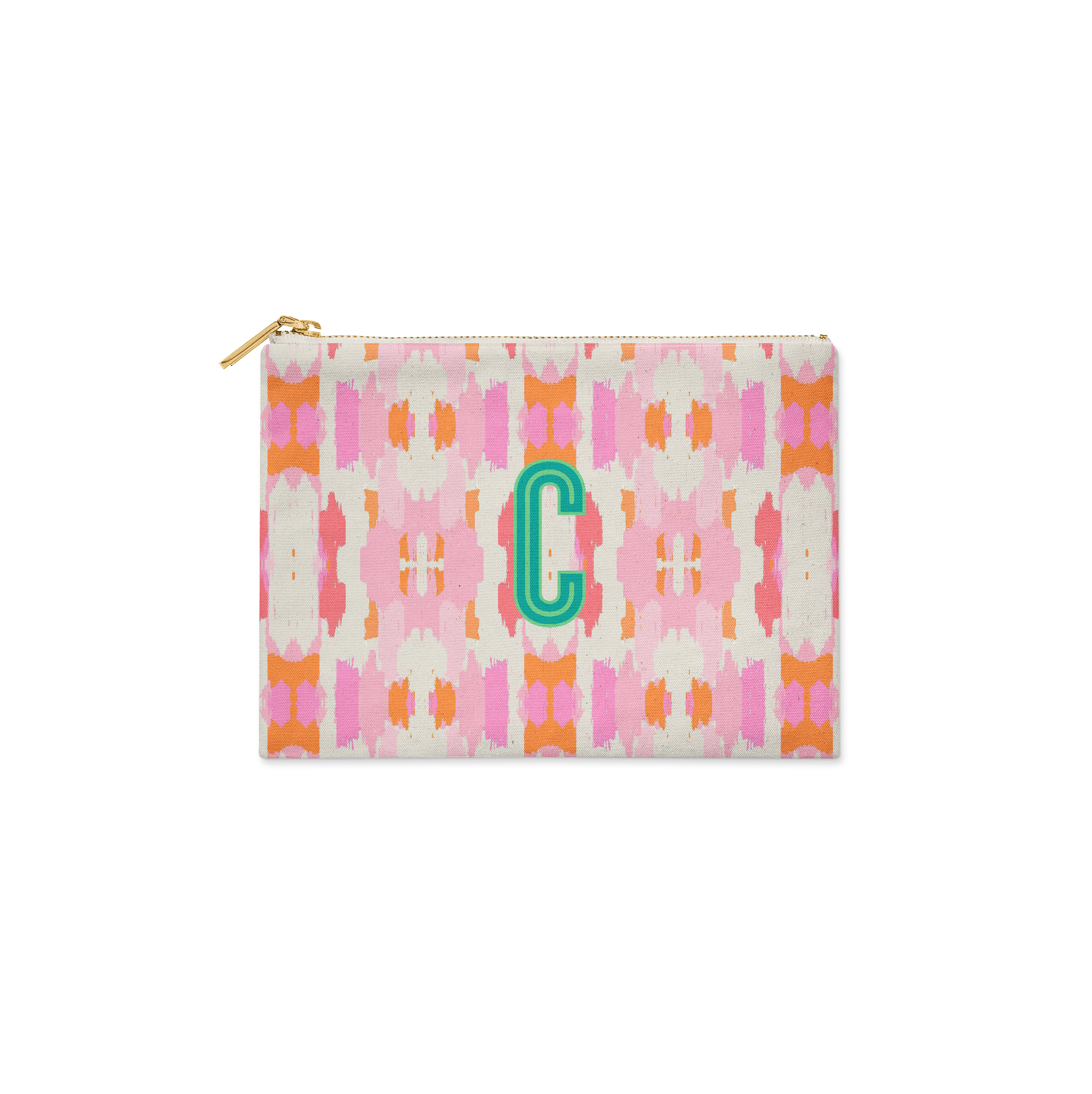 Single Initial - Small Flat Zip Pouch Mitzy Pink - New!