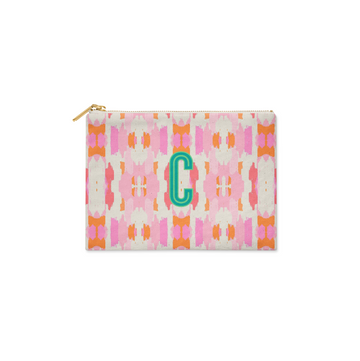 Single Initial - Small Flat Zip Pouch Mitzy Pink - New!