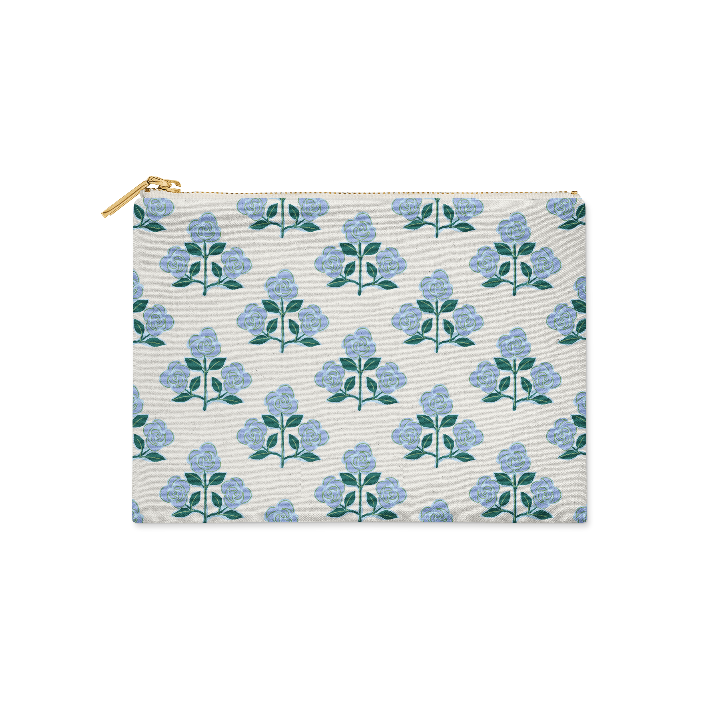 Single Initial - Large Flat Zip Pouch Betsy Blue - New!