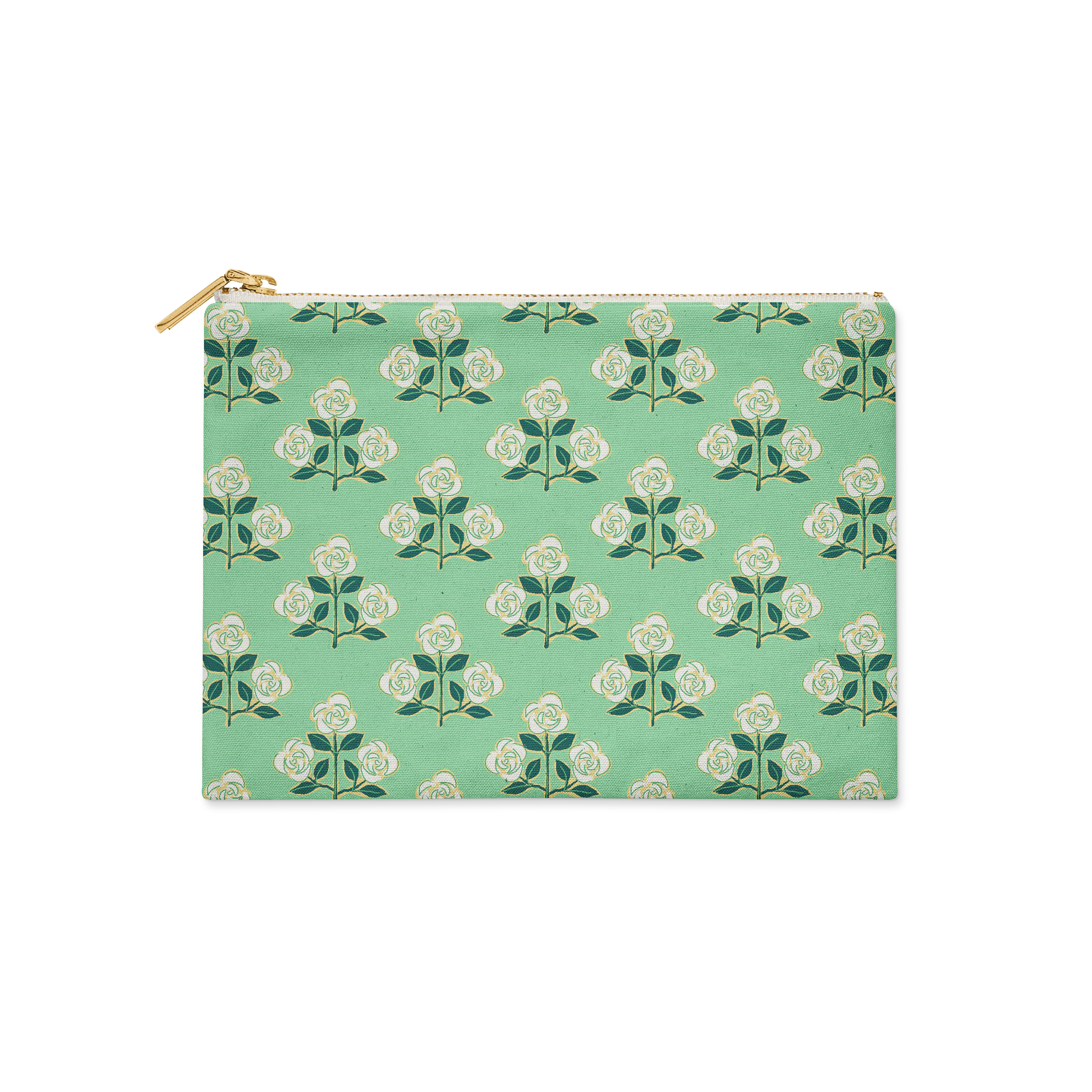 Single Initial - Large Flat Zip Pouch Betsy Green - New!