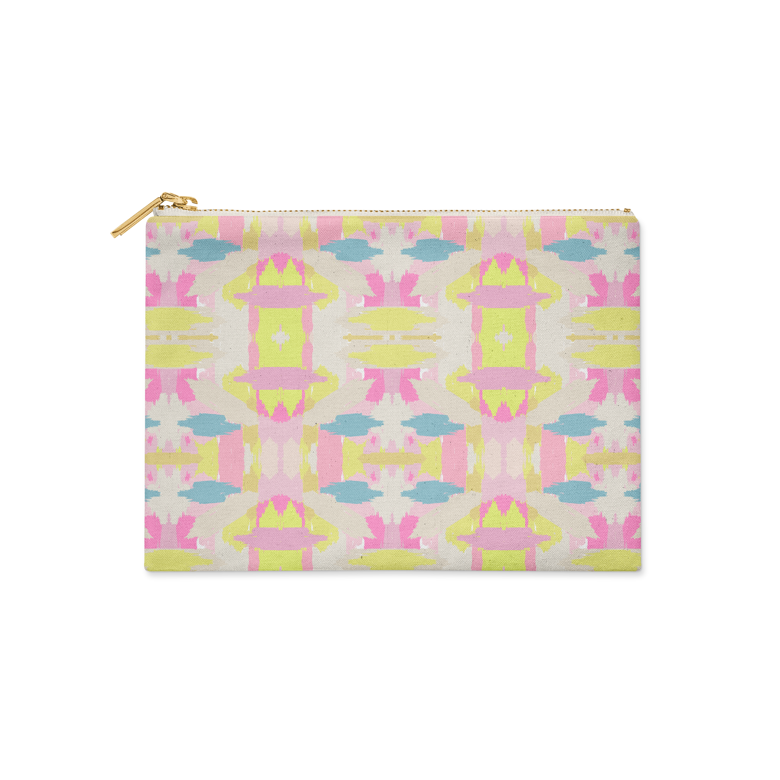 Single Initial - Large Flat Zip Pouch Mila Citrus Pink - New!
