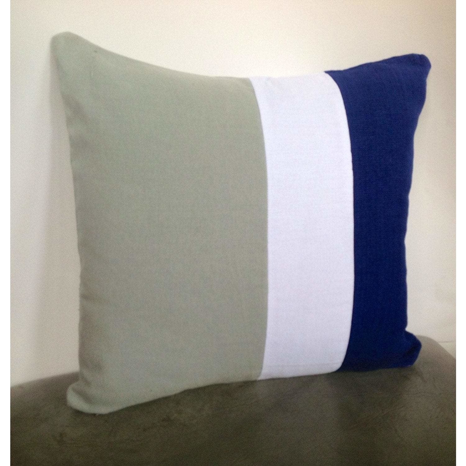 Color block Pillows Grey, White and Navy 16x16