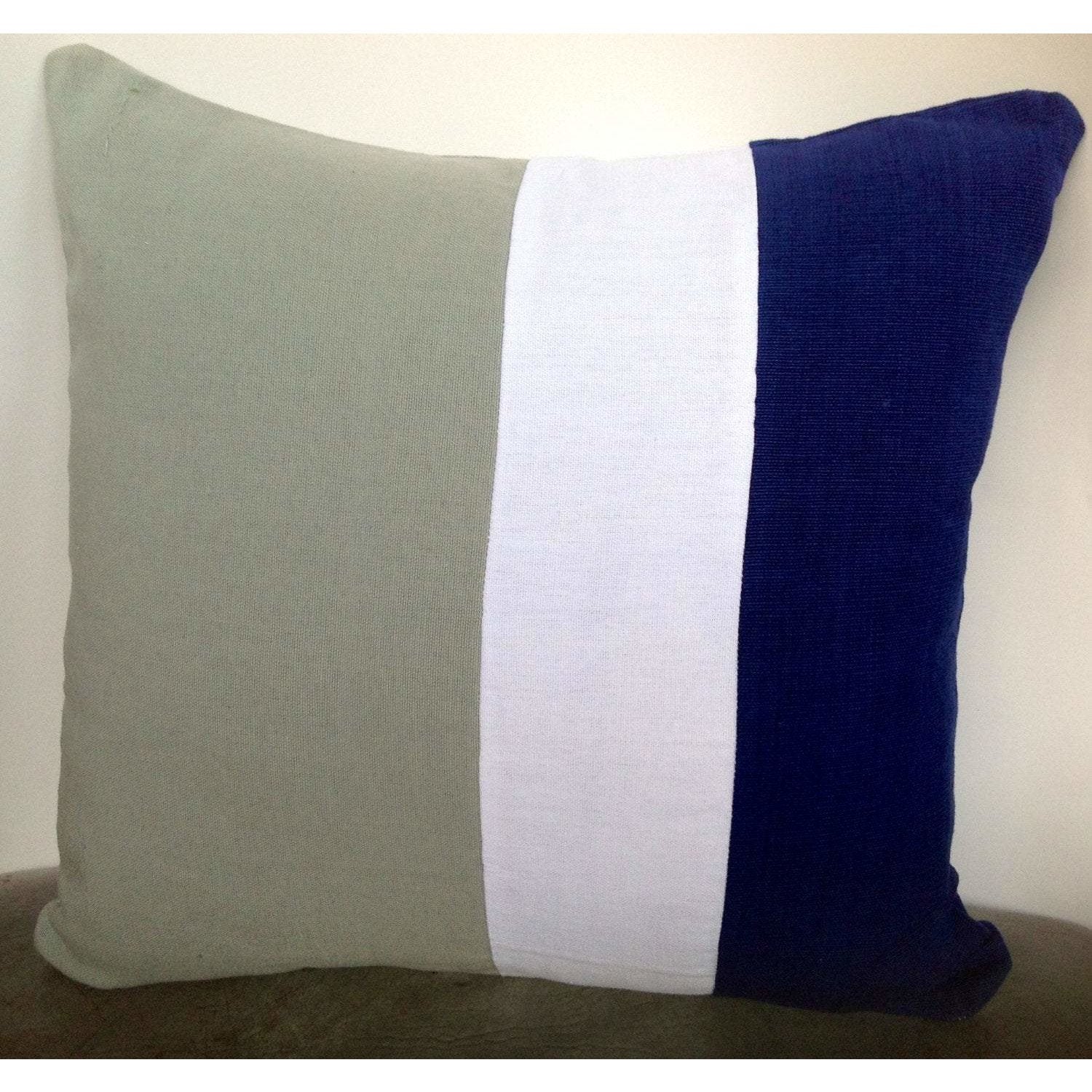 Color block Pillows Grey, White and Navy 16x16