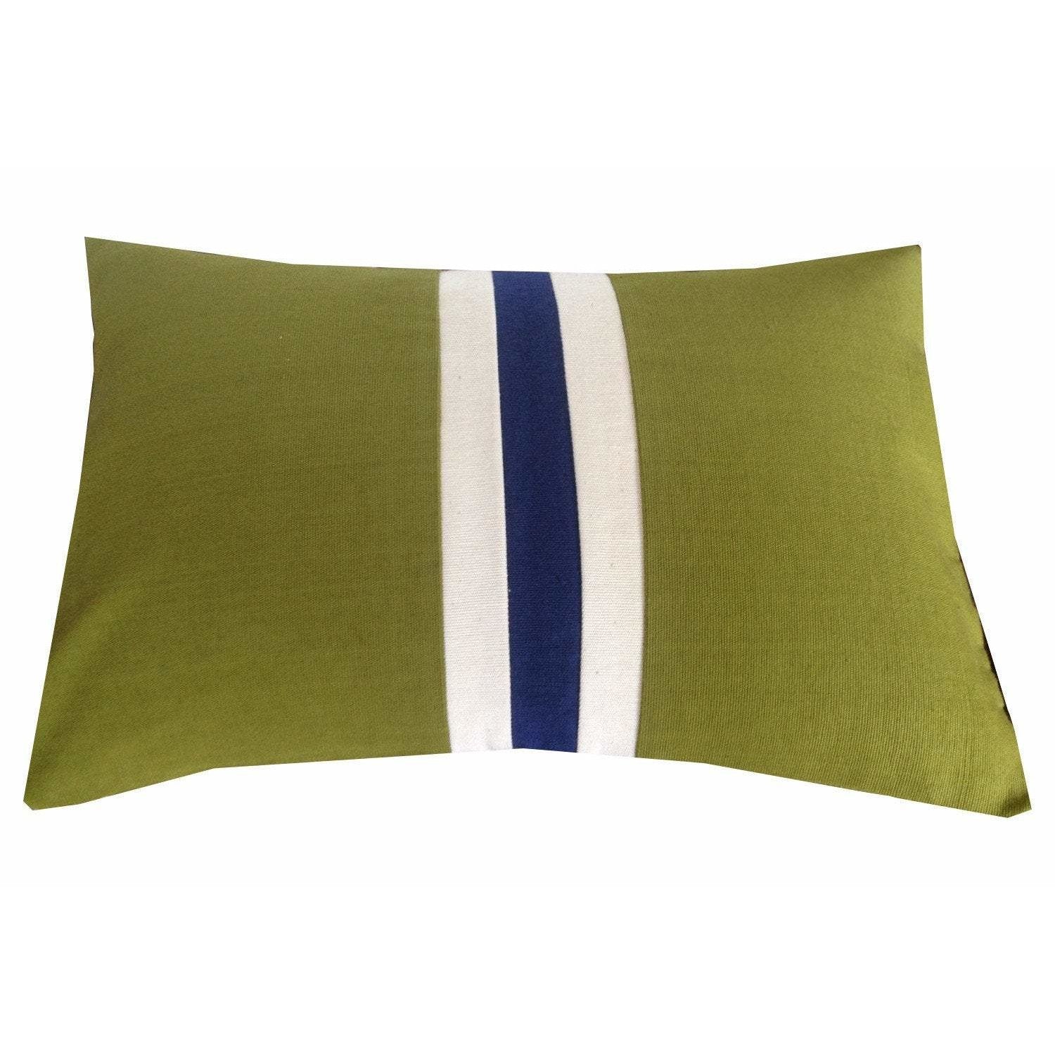 Olive Green, Cream and Navy pillow 12x18'Rectangle Color Pillows