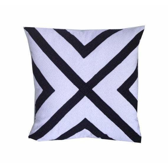 White Unique Pillows, White Black Embroidered Pillows